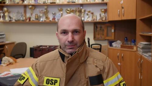 Jacek Curzydło z OSP w Targanicach, fot. M. Kudłacik.